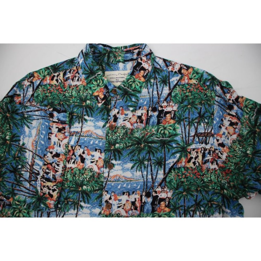 Reyn spooner Gary buffet Mens L wedding short sleeve button up Hawaiian shirt